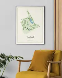 Tomball Country Club map print, in a second room