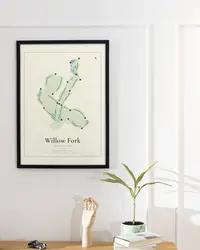 Willow Fork Country Club map print, in a second room