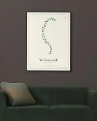 Willowcreek Golf Course map print, in a second room