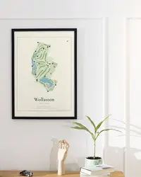 Wollaston Golf Club map print, in a second room